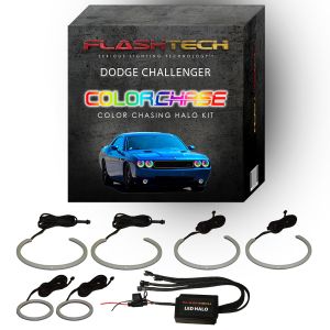 Dodge Challenger 2008-2014 Color Chase External Mount Waterproof LED Halo Headlight and Fog light Kit