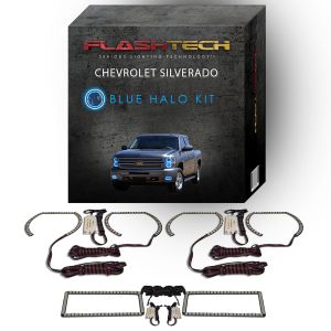 Chevrolet Silverado V.3 Fusion Color Change LED Halo Headlight Fog Light Kit 2007-2013 Blue LED Halo Headlight and Fog light Kit