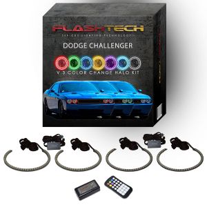 Dodge Challenger 2008-2014 V.3 Fusion Color Change External Mount Waterproof LED Halo Headlight Kit | Colorfuse RF Remote