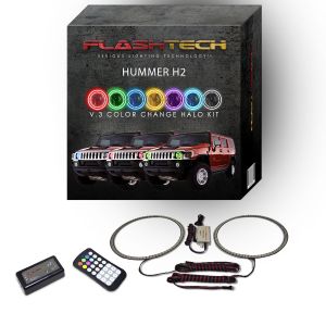 Hummer H2 2003-2009 V.3 Fusion Color Change LED Halo Headlight Kit with Colorfuse RF Remote