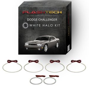 Dodge Challenger Non Projector White Headlight & LED Halo Fog Light Kit 2008-2014