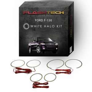 Ford F150 White Headlight & LED Halo Fog Light Kit 2004-2008