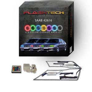 Saab 9 - 3 1999-2003 V.3 Fusion Color Change LED Halo Headlight Kit with IR Remote