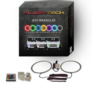 Jeep Wrangler JL 2018-2019 V.3 Fusion Color Change LED Halo Headlight Kit with IR Remote