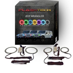 Jeep Wrangler V.3 Fusion Color Change Headlight & LED Halo Fog Light Kit 1997-2015