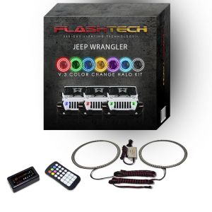 Jeep Wrangler JL 2018-2019 V.3 Fusion Color Change LED Halo Headlight Kit with Bluetooth RF Remote