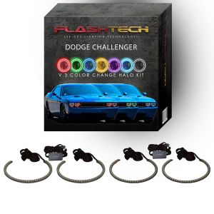 Dodge Challenger 2008-2014 V.3 Fusion Color Change External Mount Waterproof LED Halo Headlight Kit