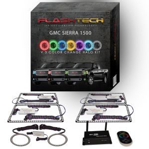 GMC Sierra V.3 Fusion Color Change Headlight & LED Halo Fog Light Kit 2007-2013 V.3 Fusion Color Change LED Halo Headlight and Fog light Kit with Wifi Remote