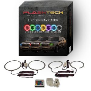 Lincoln Navigator 2003-2006 V.3 Fusion Color Change LED Halo Headlight Kit with IR Remote