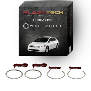 Honda Civic Sedan White LED Halo Headlight Kit 2006-2008
