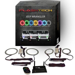 Jeep Wrangler JL V.3 Fusion Color Change Headlight & LED Halo Fog Light Kit 2018-2019 V.3 Fusion Color Change LED Halo Headlight and Fog light Kit with Wifi Remote