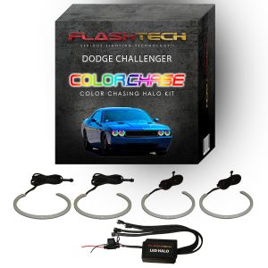 Dodge Challenger 2008-2014 Color Chase External Mount Waterproof LED Halo Headlight Kit