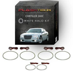 Chrysler 300c White Headlight & LED Halo Fog Light Kit 2005-2010