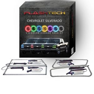 Chevrolet Silverado Upper & Lower Outline V.3 Fusion Color Change LED Halo Headlight Kit 2003-2006