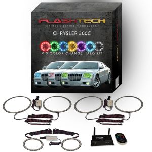 Chrysler 300c V.3 Fusion Color Change Headlight & LED Halo Fog Light Kit 2005-2010 V.3 Fusion Color Change LED Halo Headlight and Fog light Kit with Wifi Remote
