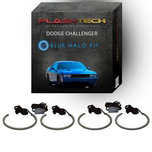 Dodge Challenger 2008-2014 Blue External Mount Waterproof LED Halo Headlight Kit