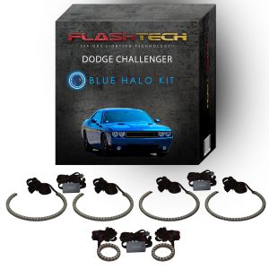 Dodge Challenger Multi Color Change External Waterproof LED Halo HeadLight Fog Light Kit 2008-2014 Blue External Mount Waterproof LED Halo Headlight and Fog light Kit