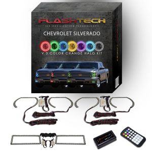 Chevrolet Silverado V.3 Fusion Color Change LED Halo Headlight Fog Light Kit 2007-2013 V.3 Fusion Color Change LED Halo Headlight and Fog light Kit with App Control RF Remote