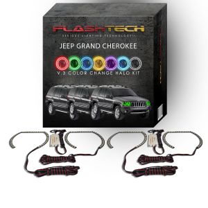 Jeep Grand Cherokee Square V.3 Fusion Color Change LED Halo Headlight Kit 1999-2004