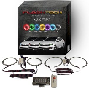 Kia Optima 2011-2013 V.3 Fusion Color Change LED Halo Headlight Kit with RF Remote