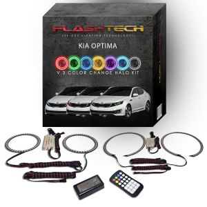 Kia Optima 2011-2013 V.3 Fusion Color Change LED Halo Headlight Kit with Colorfuse RF Remote
