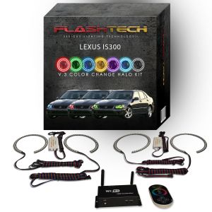 Lexus IS300 2001-2005 V.3 Fusion Color Change LED Halo Headlight Kit with Wifi Remote