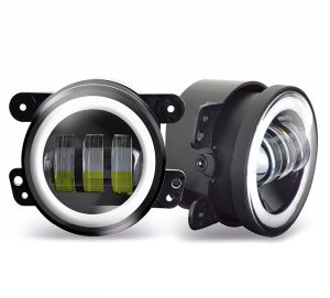 4" Round 4030 Fog Light Assembly with White Halos Installed