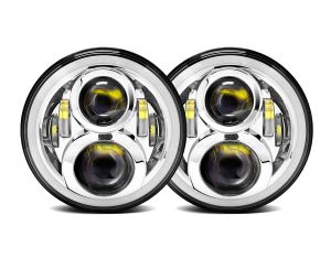 7' Round 7045 HeadLight Assembly - Chrome Housing