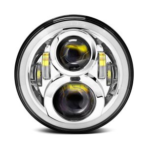7' Round Headlight 7045 Assembly Chrome Housing