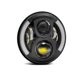 7" Round 7050 Headlight Assembly - Single with Switchback Halos