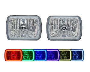 7" x 6" Sealed Beam Headlight Assemblies with Fusion V.3 Color Changing Halos Installed (Pair)