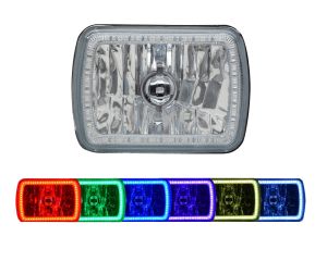 7" x 6" LED Headlight Assemblies with Fusion V.3 Color Changing Halos Installed (Single)