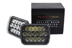 7" x 6" 45 watt LED Headlights Black Housing: Pair