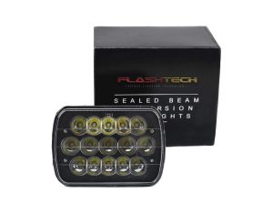 7" x 6" 45 watt LED Headlights Black Housing: Single