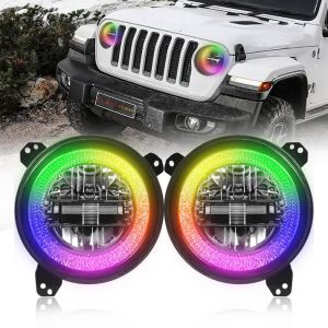Jeep Wrangler JL 9" LED Headlights with Color Chase Halos