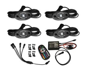 4 Piece V.3 Fusion Color Change LED Rock Light Kit - Bluetooth Waterproof IR Controller
