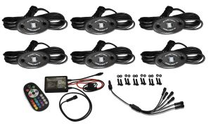 6 Piece V.3 Fusion Color Change LED Rock Light Kit - Bluetooth Waterproof IR Controller