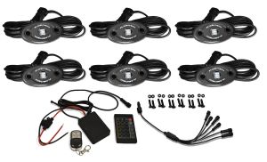 6 Piece V.3 Fusion Color Change LED Rock Light Kit - Dual Waterproof RF Controller