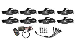 8 Piece V.3 Fusion Color Change LED Rock Light Kit - Bluetooth Waterproof IR Controller