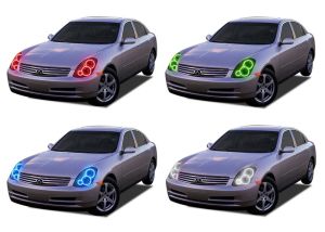 Infiniti G35 Sedan V.3 Fusion Color Change LED Halo Headlight Kit 2005-2006