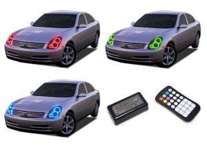 Infiniti G35 Sedan 2005-2006 V.3 Fusion Color Change LED Halo Headlight Kit with Colorfuse RF Remote