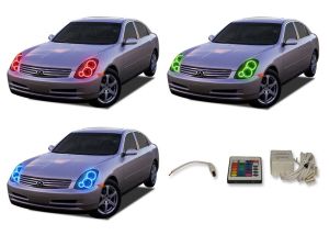 Infiniti G35 Sedan 2005-2006 V.3 Fusion Color Change LED Halo Headlight Kit with IR Remote