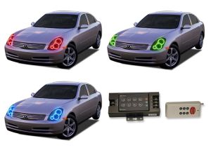 Infiniti G35 Sedan 2005-2006 V.3 Fusion Color Change LED Halo Headlight Kit with RF Remote