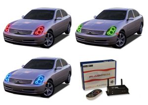 Infiniti G35 Sedan 2005-2006 V.3 Fusion Color Change LED Halo Headlight Kit with Wifi Remote