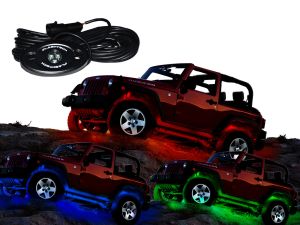 Jeep Wrangler with multi color RGB flashtech led rock lights