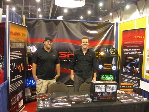 Flashtech showcasing forward-facing LED halo rings at SEMA 2010